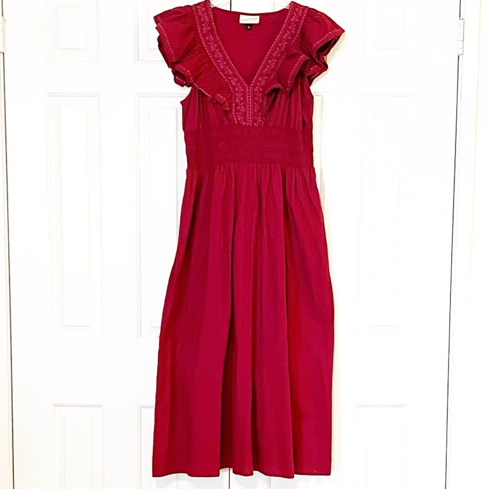 Universal Thread by Target Maroon Maxi Dress – Smocked Waist – Pockets – Medium